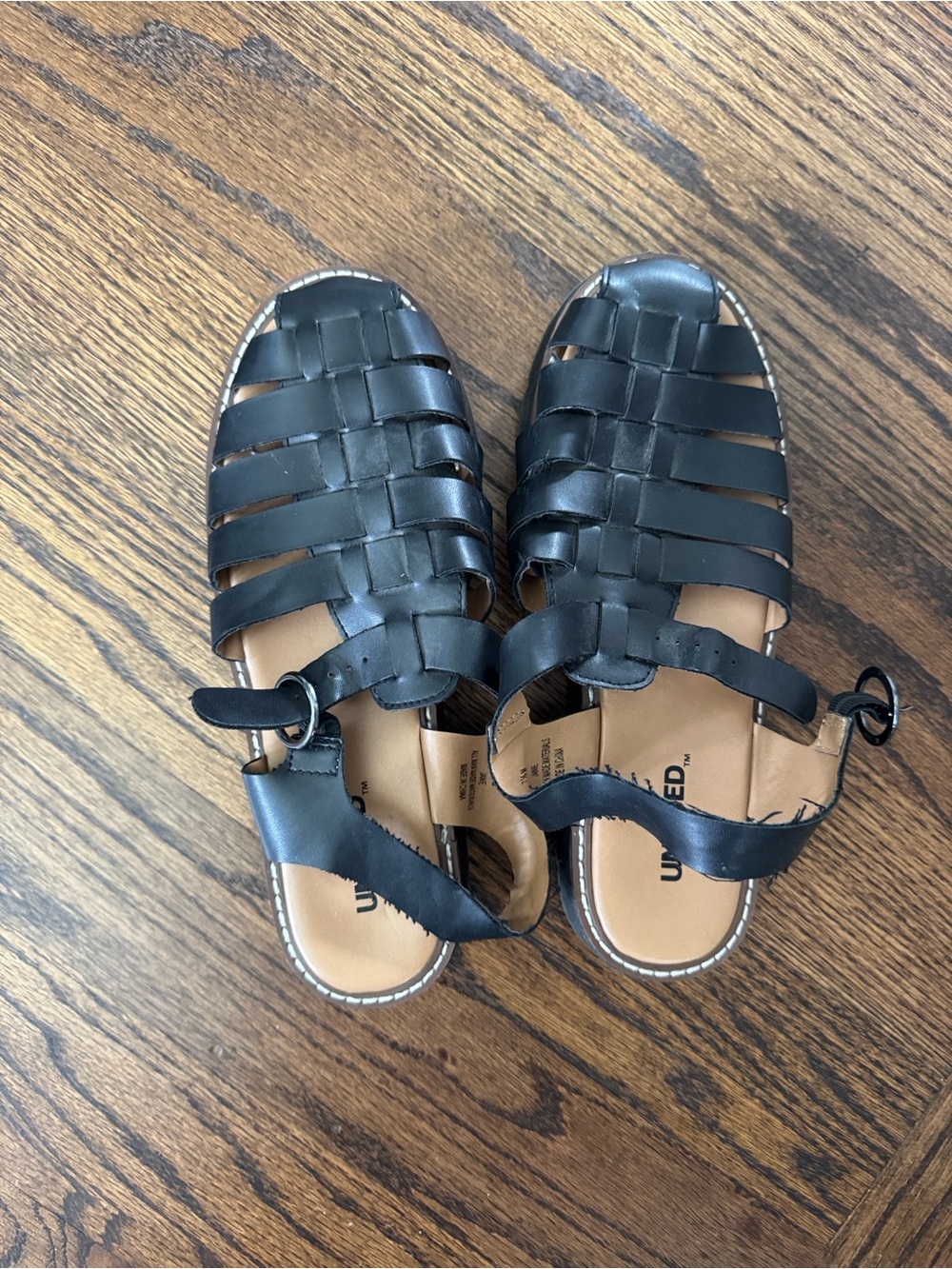 UNLISTED Black Leather Fisherman Sandals - Women's
